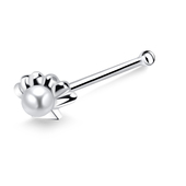 Half Flower Shaped Silver Bone Nose Stud NSKD-857